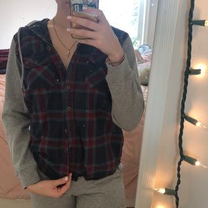 flannel with sweatshirt sleeves and hoodie